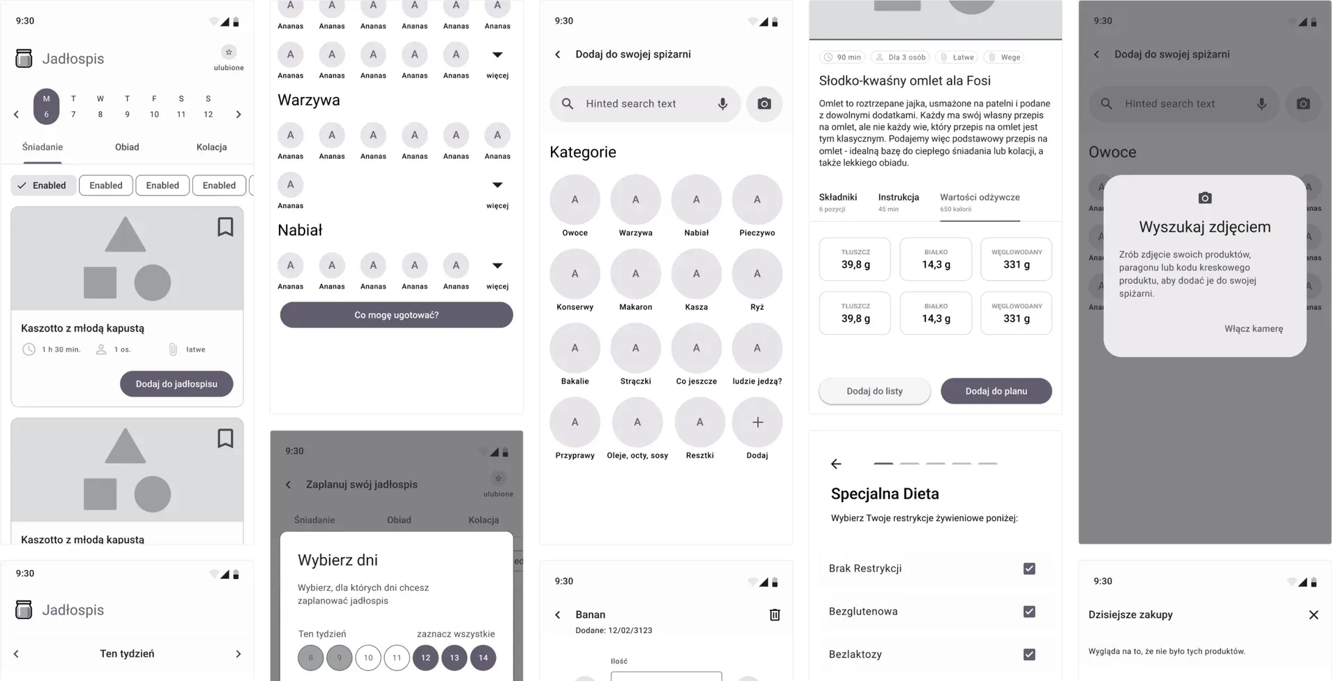 Wireframes — Spiżarnia