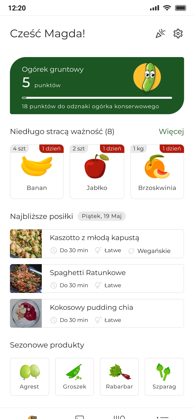 Spiżarnia — ekran główny