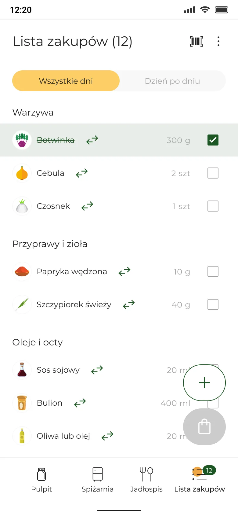 Spiżarnia — lista zakupów