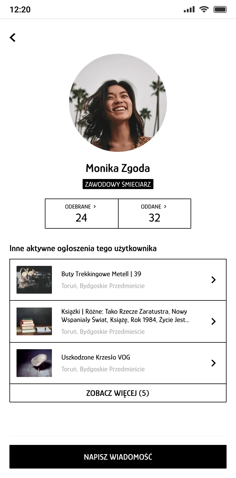 Śmieciarka — profil użytkownika