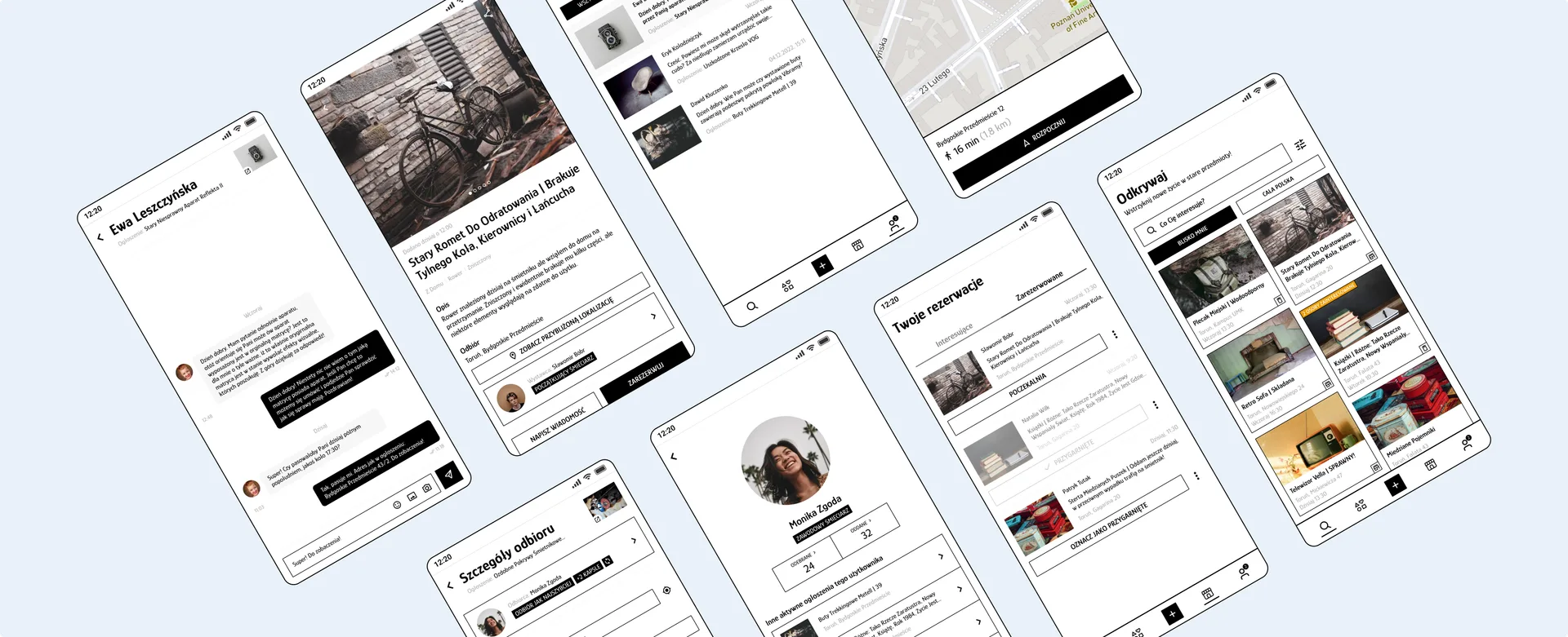 Śmieciarka — przegląd ekranów aplikacji