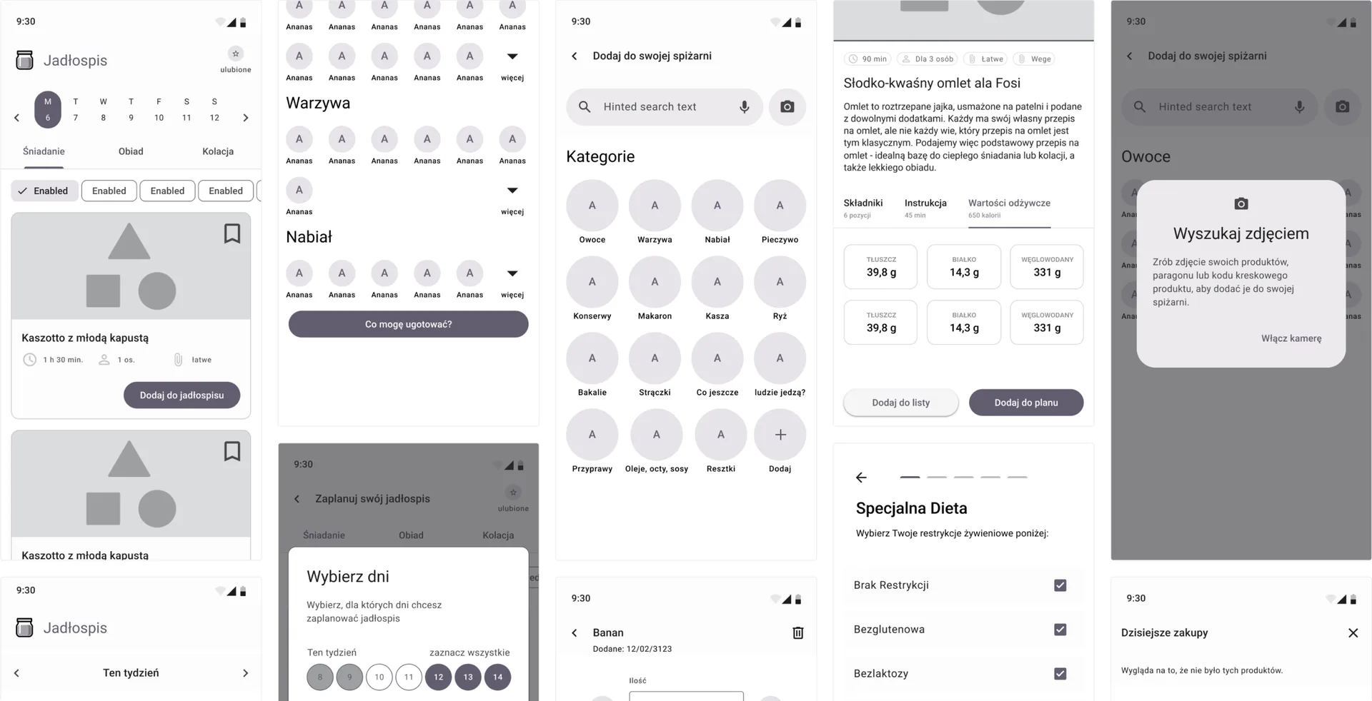 Wireframes — Spiżarnia